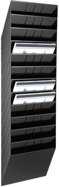 Bakkesystem m/12 rum sort A4 tværformat FLEXIBOXX